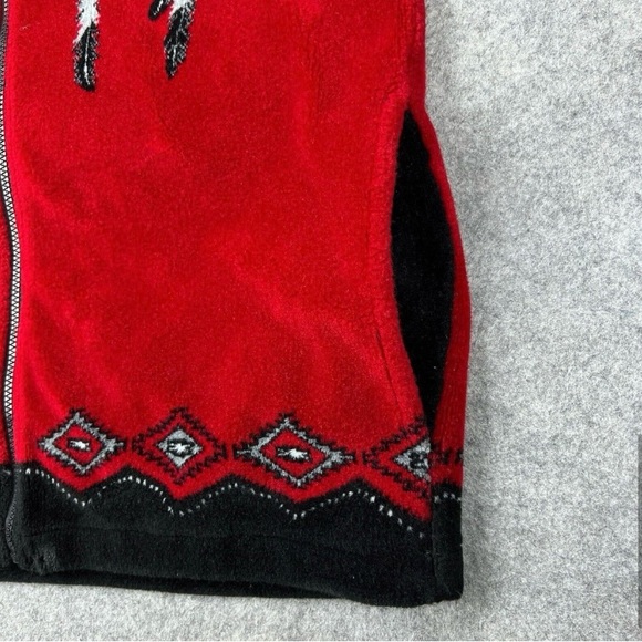 VGT Northern Lifestyles Jacket Mens Medium Red Black Fleece Full Zip Wolf - Picture 7 of 14